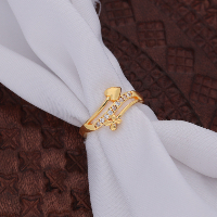 Elegant Gold Plated Adjustable Ring with Floral Cutouts and CZ Stones for Women