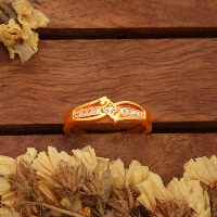 Gold Plated Lightweight Adjustable Ring with Elegant Floral Motif and CZ Sparkle