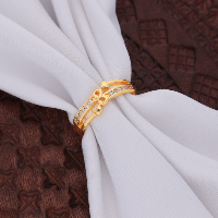Modern Floral Cut Adjustable Gold Plated Ring with White Stone Inlay