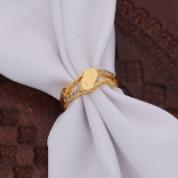 Adjustable Gold Plated Designer Ring with X-Pattern and Sparkling CZ Accents