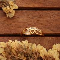 Elegant Gold Plated Adjustable Ring with Floral Cutouts and CZ Stones for Women