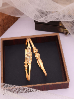 Elegant Gold-Plated Kada Bangles with Crystal Embellished Motif Elegant Gold-Plated Kada Bangles with Crystal Embellished Motif