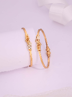 Stylish Gold-Plated Kada Bangles with Stone Embellishments Stylish Gold-Plated Kada Bangles with Stone Embellishments