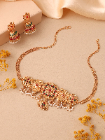 Traditional Antique Gold Finish Choker Set with Square Embellishment Traditional Antique Gold Finish Choker Set with Square Embellishment
