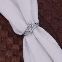 Romantic Floral & Heart Sterling Silver Ring with American Diamonds - Adjustable