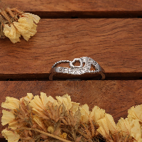 Dual-Heart & Pave American Diamond Sterling Silver Ring - Adjustable & Dazzling