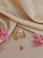 Gold Plated Cluster Ring with Ruby, Emerald, and AD Stones