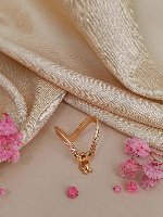 Gold Plated Modern V-Shaped Ring with Multi-Colored Gemstones