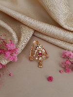 Gold Plated Traditional Indian Ring with Floral Ruby and AD Stones