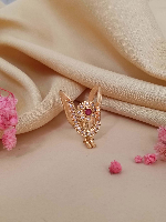 Gold Plated Traditional Indian Ring with Floral Ruby and AD Stones