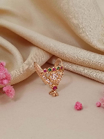 Gold Plated Peacock Design Ring with AD and Semi-Precious Stones