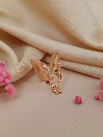 Gold Plated Modern Wave Ring with Multi-Colored Gemstones