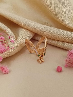 Gold Plated Dual Band Ring with Multi-Colored Gemstones