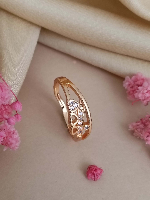 Rose Gold Plated Modern Heart and AD Ring