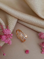 Rose Gold Plated Modern Heart and Clover Ring
