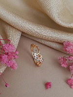 Twirling Heart Rose Gold Plated American Diamond Ring - Modern & Elegant