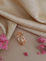 Honeycomb & American Diamond Rose Gold Plated Ring - Modern & Geometric