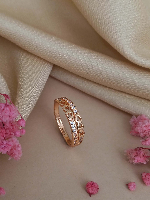 Chic Dual Band Rose Gold Plated American Diamond Ring with Hearts - Adjustable & Dazzling