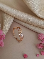 Elegant Infinity & Pave Set American Diamond Rose Gold Plated Ring - Adjustable