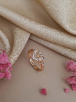 Dazzling Open Heart & Pave American Diamond Rose Gold Plated Ring - Adjustable