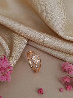 Charming Clover American Diamond Rose Gold Plated Ring - Adjustable & Lucky