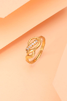 Dual-Heart & Pave American Diamond Gold Plated Ring - Adjustable & Dazzling