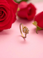 Wavy Pave American Diamond Gold Plated Ring - Adjustable & Dazzling