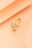 Elegant Intersecting Gold Plated Ring with American Diamond Accents - Adjustable