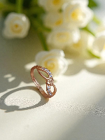 Rose Gold Plated Infinity Ring with Floral & AD Accents