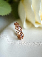 Rose Gold Four-Petal Flower Ring with Cubic Zirconia