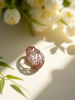 Elegant Wave Design Rose Gold Plated American Diamond Ring - Modern & Dazzling