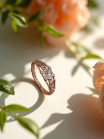 Solitaire-Style Rose Gold Plated American Diamond Ring - Adjustable & Dazzling