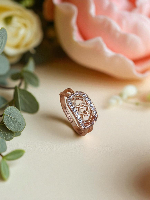 RosegoldGeometric Lattice Rose Gold Plated American Diamond Ring - Modern & Dazzling