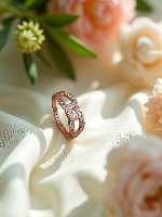 Elegant Solitaire Flower Rose Gold Plated American Diamond Ring - Adjustable & Dazzling