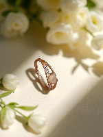 Chic Heart & American Diamond Rose Gold Plated Ring - Adjustable & Stylish