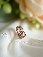 Elegant Crisscross American Diamond Rose Gold Plated Ring - Adjustable & Dazzling