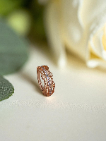 Adorable Bow & Heart Rose Gold Plated American Diamond Ring - Adjustable & Chic