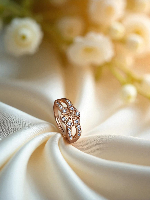 Elegant Floral American Diamond Rose Gold Plated Ring - Adjustable & Dazzling