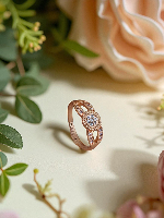Elegant Solitaire Rose Gold Plated American Diamond Ring - Adjustable & Dazzling