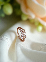 Sparkling Triple Heart Rose Gold Plated American Diamond Ring - Modern & Romantic