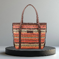 Trendy Women’s Shoulder Bag with Geometric Print Front Pocket & Long Straps Trendy Women’s Shoulder Bag with Geometric Print Front Pocket & Long Straps