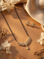 Stylish Floral CZ Mangalsutra with Earrings – Gold Plated Design