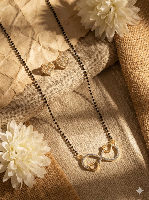 Gold Plated Wedding Wear CZ Mangalsutra with Matching Earrings