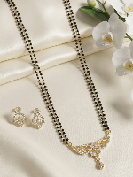 Traditional Gold Plated Mangalsutra Set with Elegant Pendant & Matching Earrings