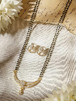Ethnic Gold Finish Mangalsutra Jewellery Set with Cubic Zirconia Stud Earrings