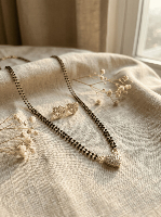 Designer Floral CZ Mangalsutra Necklace Set in Gold Finish for Women