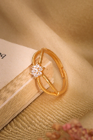 Elegant Gold Plated Floral Diamond Ring for Women | Stylish Finger Ring