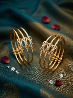 Gold-Plated Infinity Knot Bangle Set - Crystal Studded Adjustable Bracelets for Women (Set of 3 Pairs)