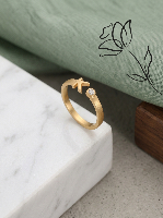 Modern Gold Open Ring with Letter A and Diamond