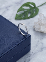 Gold Open Ring with A Initial and Diamond Tip
